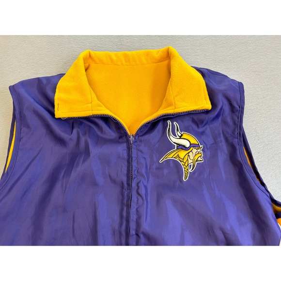 NFL Minnesota Vikings Vest Mens Large Purple Yellow Reversable Jacket Sleeveless - Picture 2 of 10